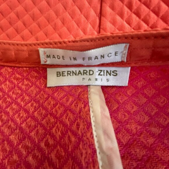 Bernard Zins Paris Womens Feria Quilted Jacket Size 16 Coral Wool Blend Lined - Picture 3 of 7